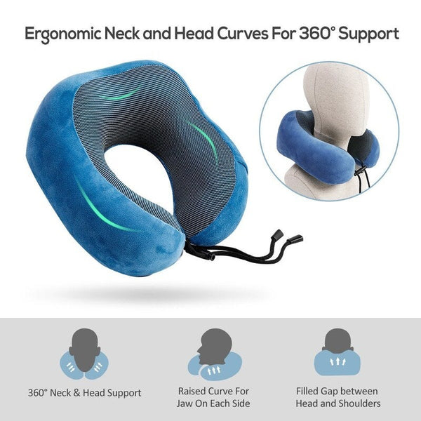 Travel Pillow Memory Foam Neck Dark Grey Pillows