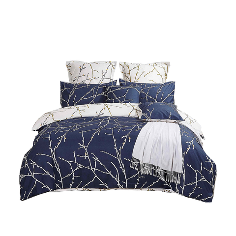 Fabric Fantastic Tree Reversible Super King Size Blue Duvet Quilt Cover Set Quilt Covers
