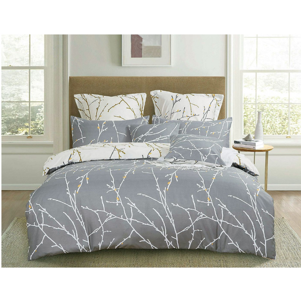 Fabric Fantastic Tree Reversible Super King Size Grey Duvet Quilt Cover Set Quilt Covers
