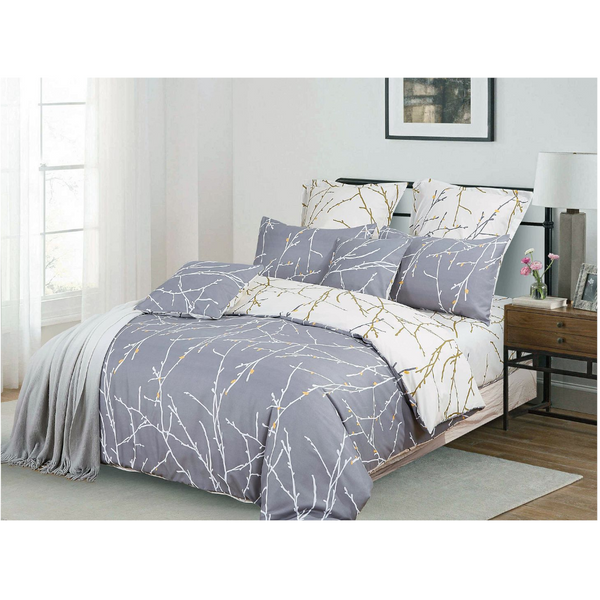 Fabric Fantastic Tree Reversible Super King Size Grey Duvet Quilt Cover Set Quilt Covers
