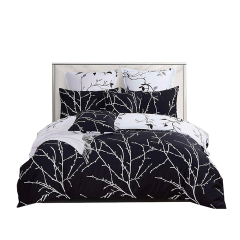 Tree Reversible Quilt/Duvet Cover Set - Black