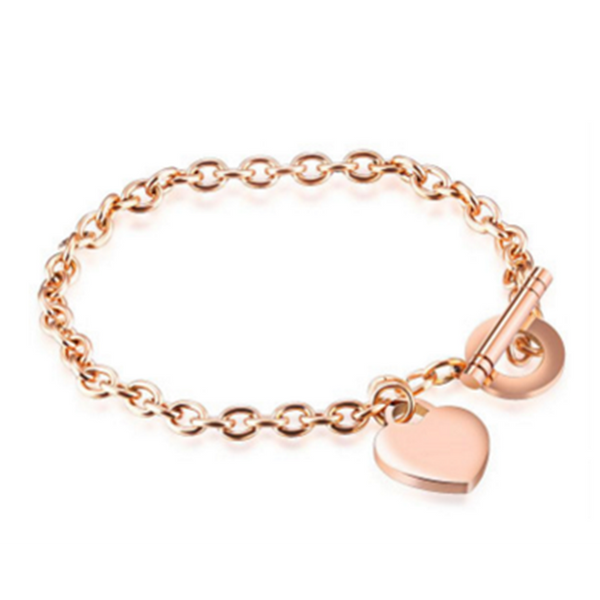 Veile Studios Trendy Cute Heart Tag Pendant Cable Chain Bracelet Bracelets