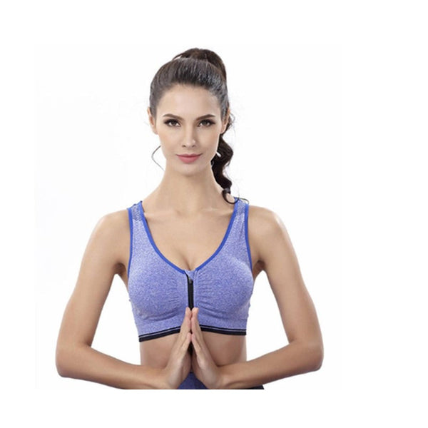 Trendy Zip Front Racerback Padded High Impact Active Bra Yoga Sports Bras