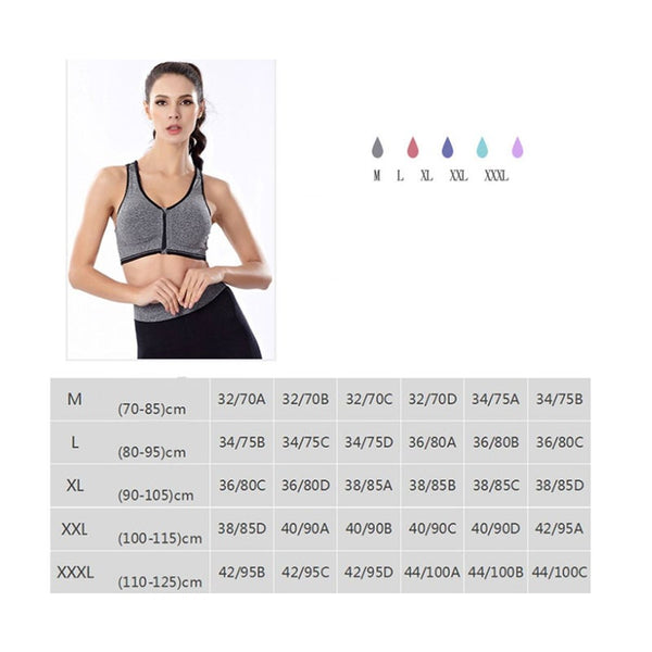 Trendy Zip Front Racerback Padded High Impact Active Bra Yoga Sports Bras