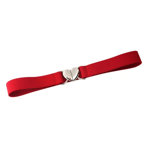 Dresses Trendy Thin Elastic Stretch Waistband Female Love Heart Metal Buckle Belt For Women