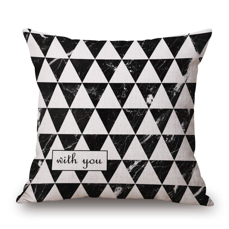 Triangles On Black White Geometry Cotton Linen Pillow Cover Cushions & Decorative Pillows