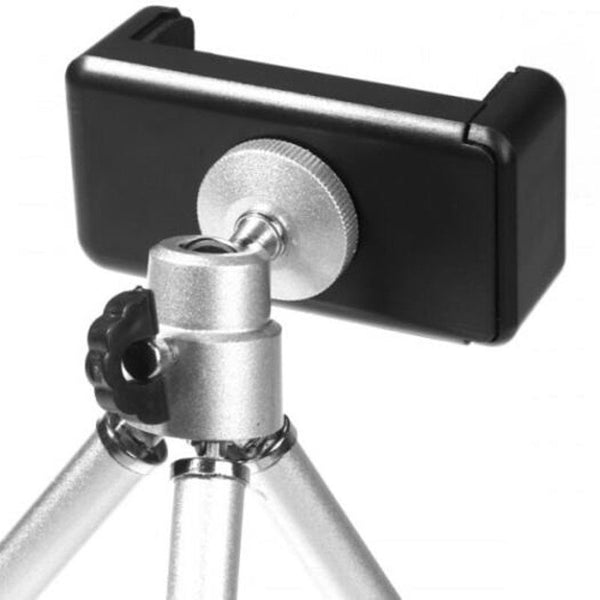 Tripod Mount Stand Cell Phone Clip Holder Silver