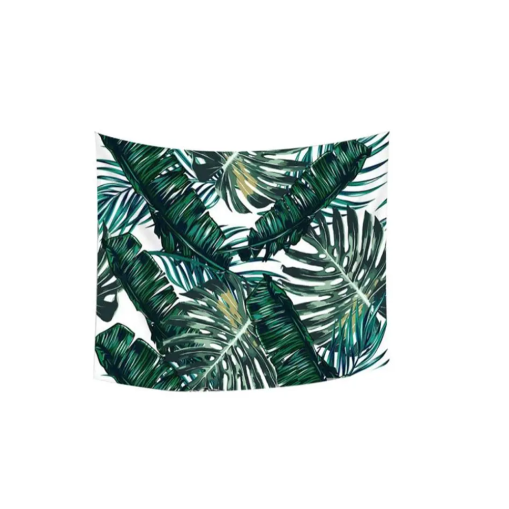 Green White Amazonian Leaves Tapestry Tapestries