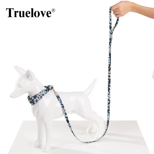 True Love Floral Multi Handle Dog Lead Blue Leads & Head Collars