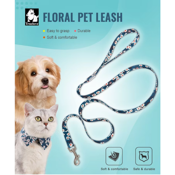 True Love Floral Multi Handle Dog Lead Blue Leads & Head Collars