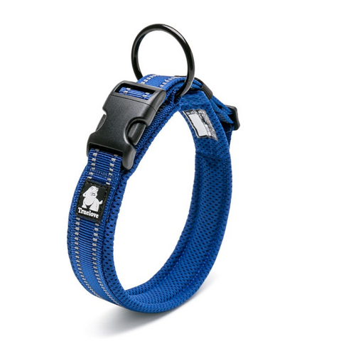 True Love Heavy Duty Reflective Dog Collar Blue M Dog Collars