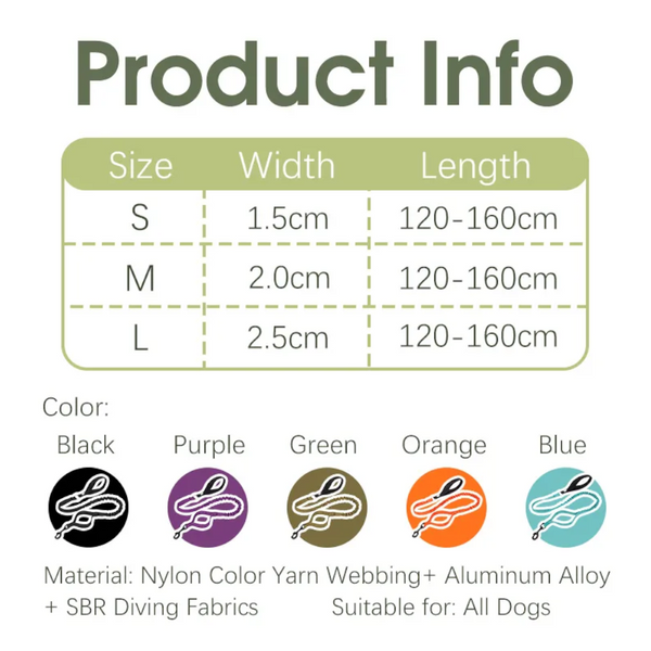 True Love Military Dog Leash 2 Cm Width And 1.4 Length Army Green Leads & Head Collars