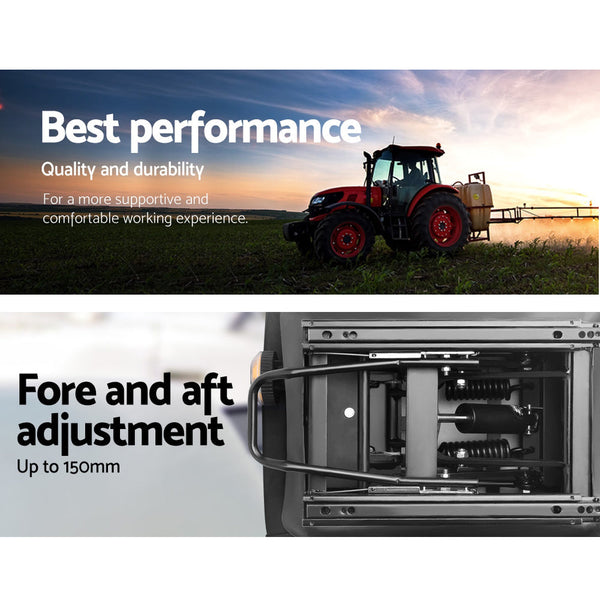 Giantz Adjustbale Tractor Seat With Suspension Black Heavy Machinery Seats