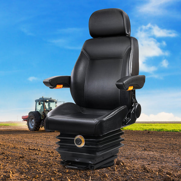 Giantz Adjustbale Tractor Seat With Suspension Black Heavy Machinery Seats