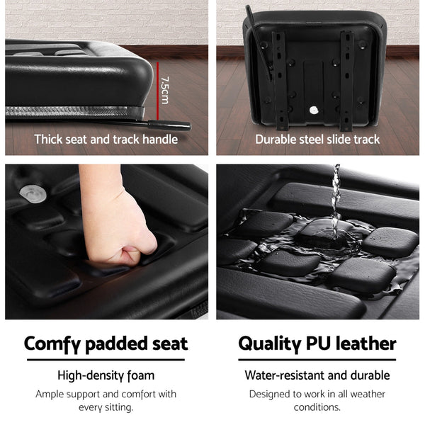 Giantz Tractor Seat Forklift Excavator Bulldozer Universal Suspension Backrest Truck Chair Heavy Machinery Seats