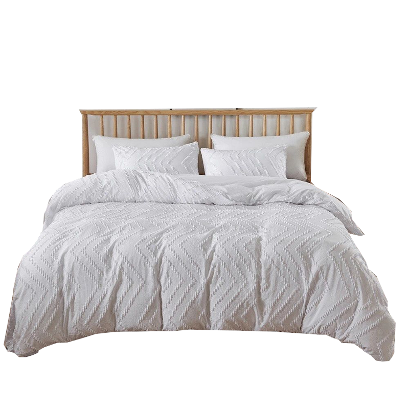 Fabric Fantastic Tufted Boho Wave White Duvet Quilt Cover Set Quilt Covers