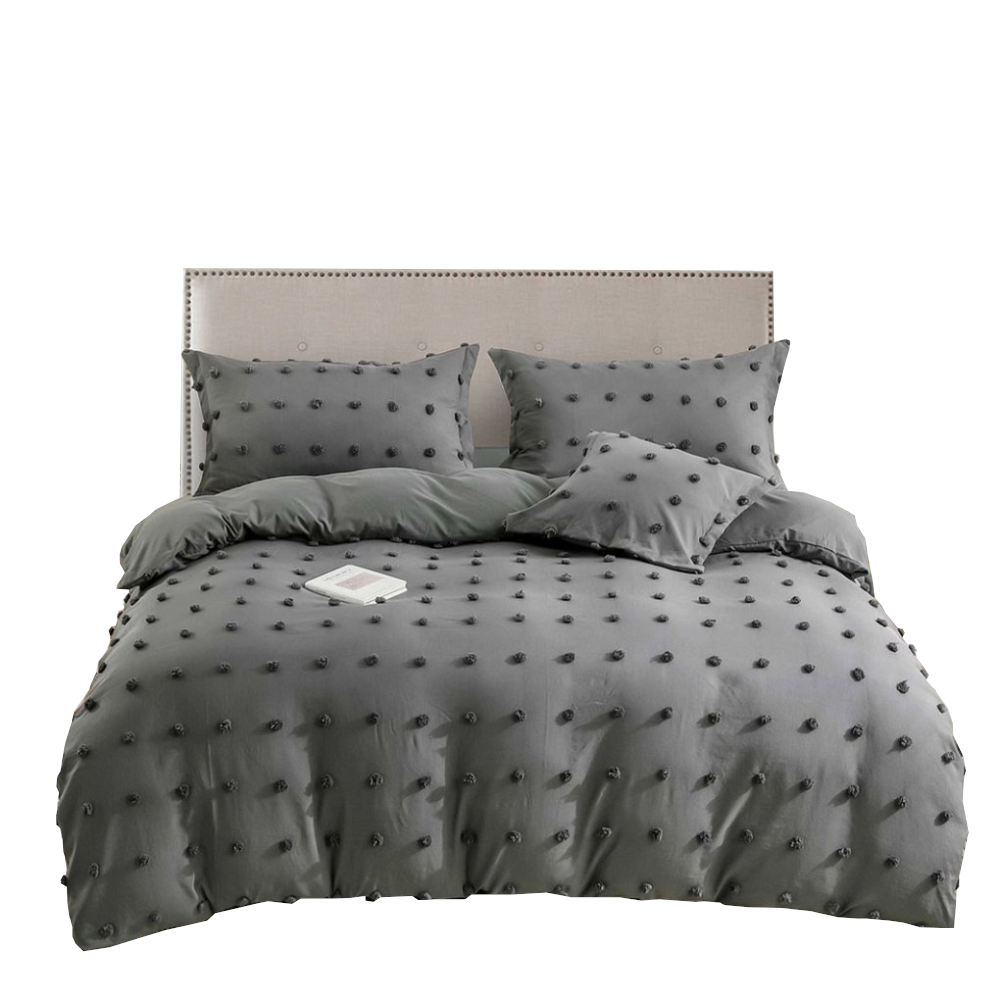 Fabric Fantastic Tufted Dot Grey Duvet Quilt Cover Set Quilt Covers