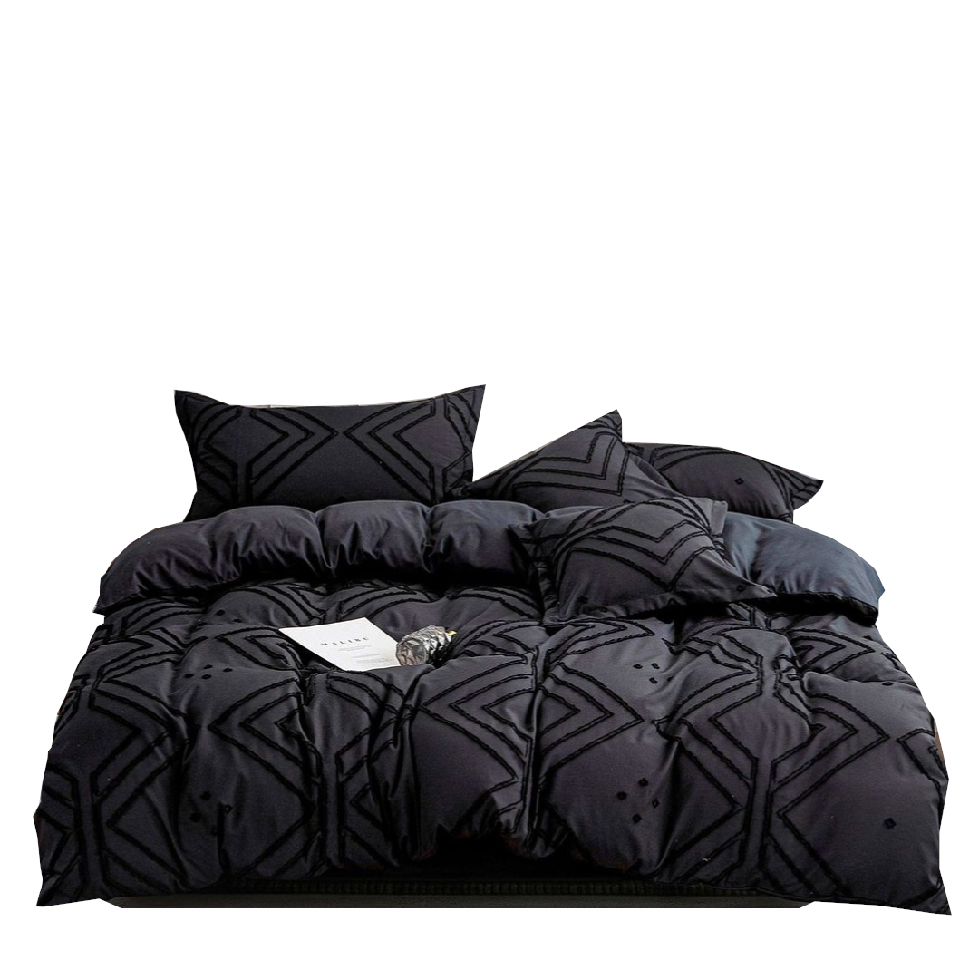Fabric Fantastic Tufted Textured Black Duvet Quilt Cover Set Quilt Covers