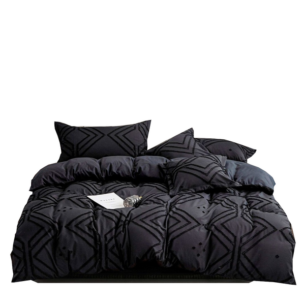 Fabric Fantastic Tufted Textured Black Duvet Quilt Cover Set Quilt Covers