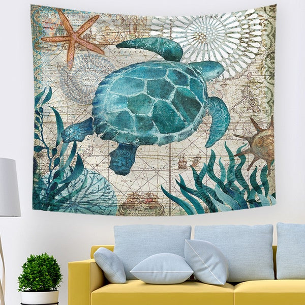 Turtle Starfishon Wall Tapestry Wgt Ver
