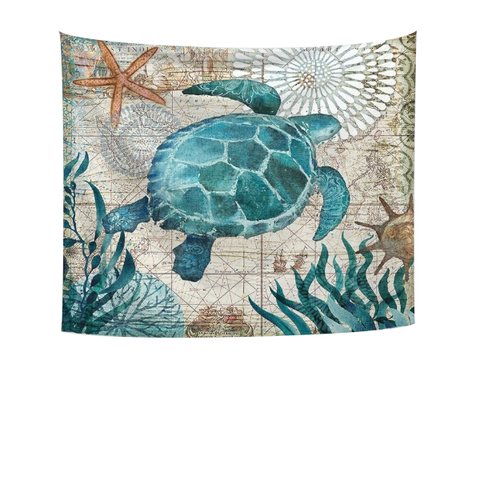 Turtle Starfishon Wall Tapestry Wgt Ver