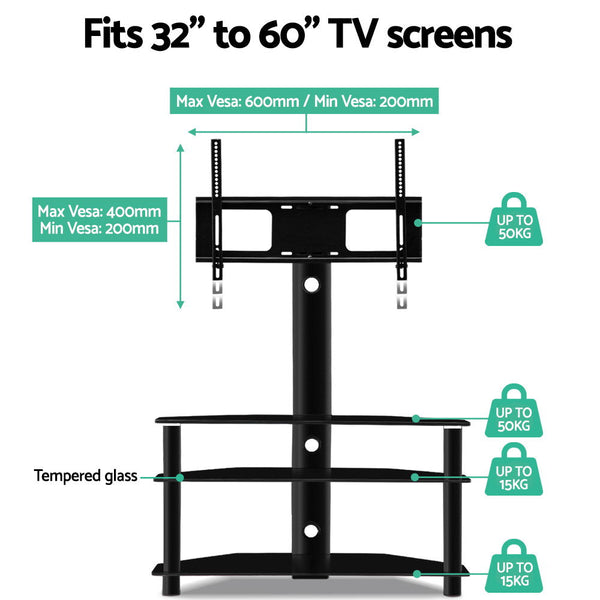 Artiss 3 Tier Floor Tv Stand With Bracket Shelf Mount Tv Stands & Mounts