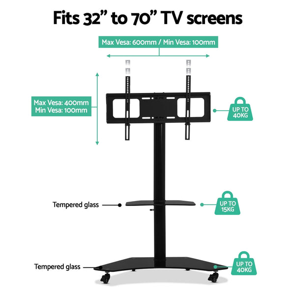 Artiss Floor Tv Stand Bracket Mount Swivel Height Adjustable 32 To 70 Inch Black