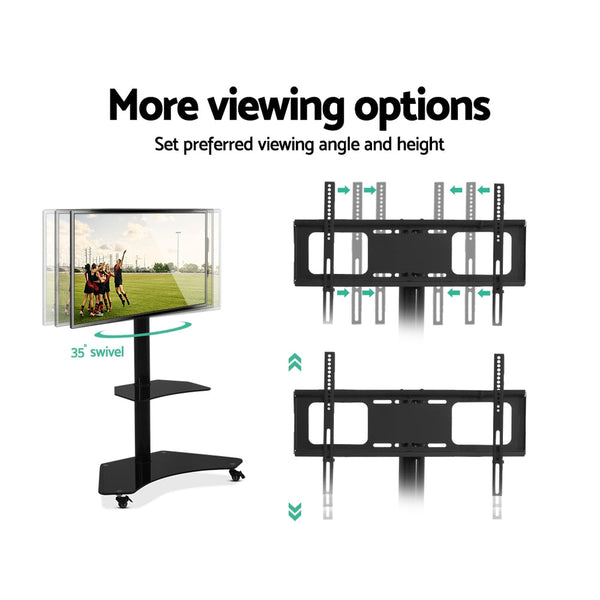 Artiss Floor Tv Stand Bracket Mount Swivel Height 32 To 70 Inch Black Tv Stands & Mounts