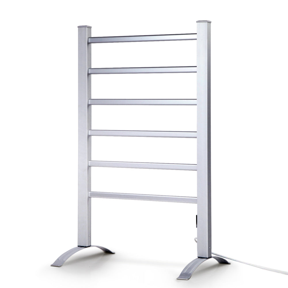 Devanti Electric Heated Towel Rail Rails Warmer Rack Aluminium 6 Bars Towel Racks