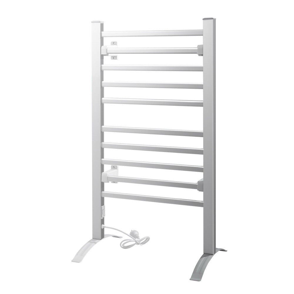 Devanti Electric Heated Towel Rail Rails Warmer Rack Aluminium 10 Bars Towel Racks