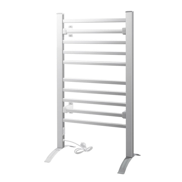 Devanti Electric Heated Towel Rail Rails Warmer Rack Aluminium 10 Bars Towel Racks