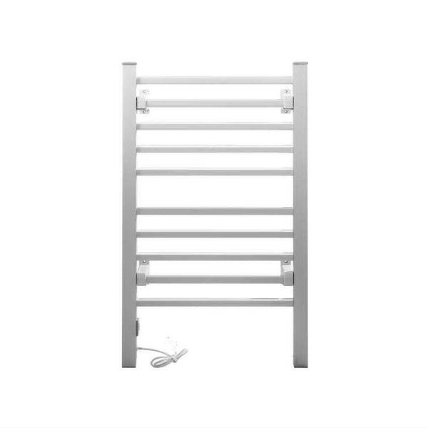 Devanti Electric Heated Towel Rail Rails Warmer Rack Aluminium 10 Bars Towel Racks
