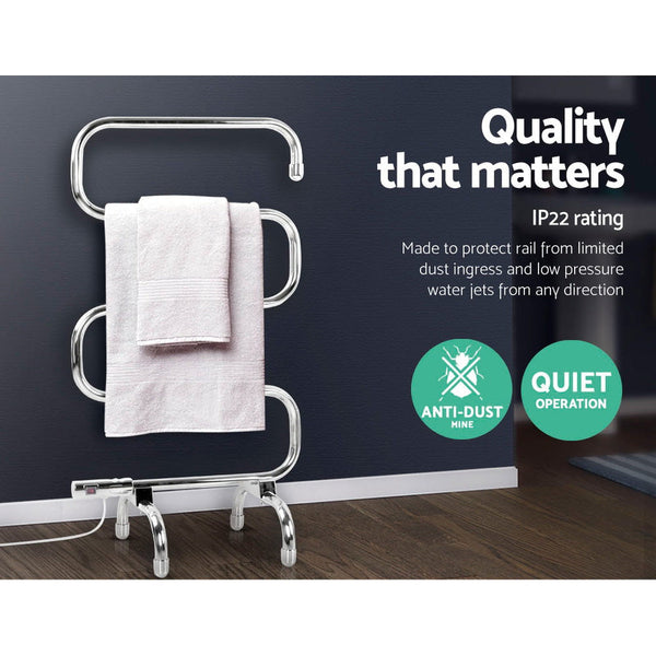 Devanti Electric Heated Towel Rail Rack Rails Freestanding 5 Bars Towel Racks