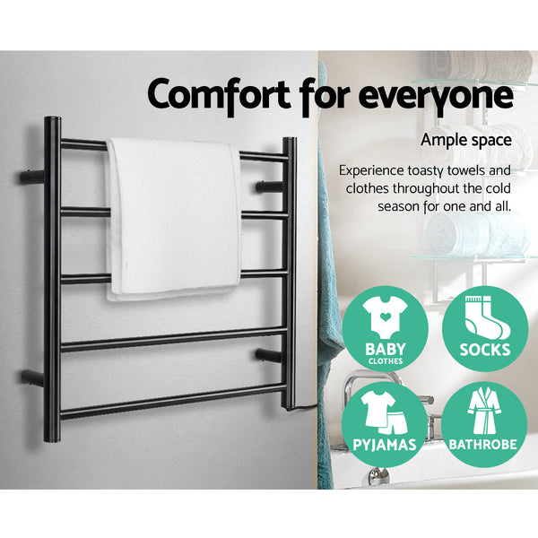 Devanti Heated Towel Rail Electric Warmer Heater Rails Holder Rack Wall Mounted Towel Racks