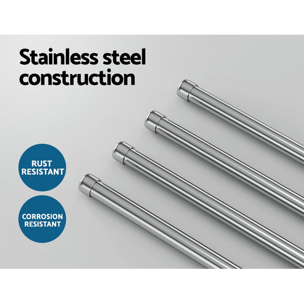 Devanti Towel Rail Rack Holder 4 Bars Wall Mounted Stainless Steel Swivel Hook Towel Racks