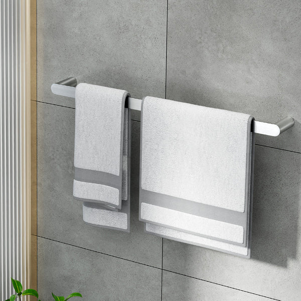 Devanti Towel Rail Rack Holder Single 600Mm Wall Mounted Stainless Steel Silver Towel Racks