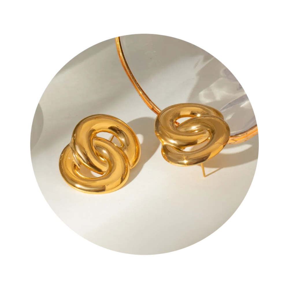 Veile Studios 18K Gold Plated Stainless Steel Knotted Earrings