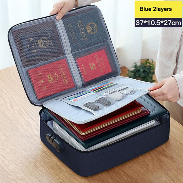Two Layer Passport Document Certificate File Organiser With Lock Filing Boxes