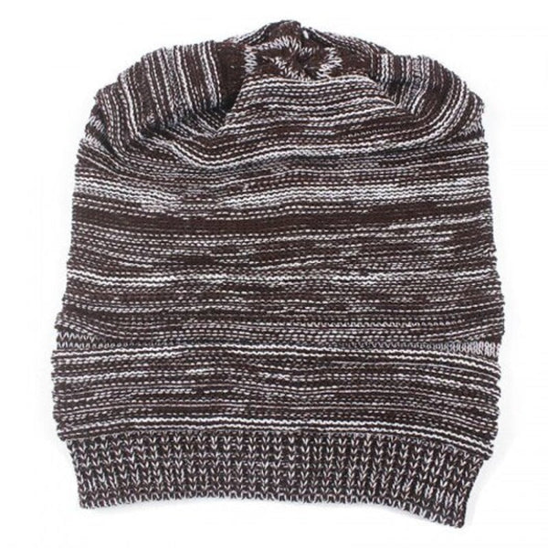 Two Tone Layer Folds Autumn And Winter Warm Set Head Hat Coffee