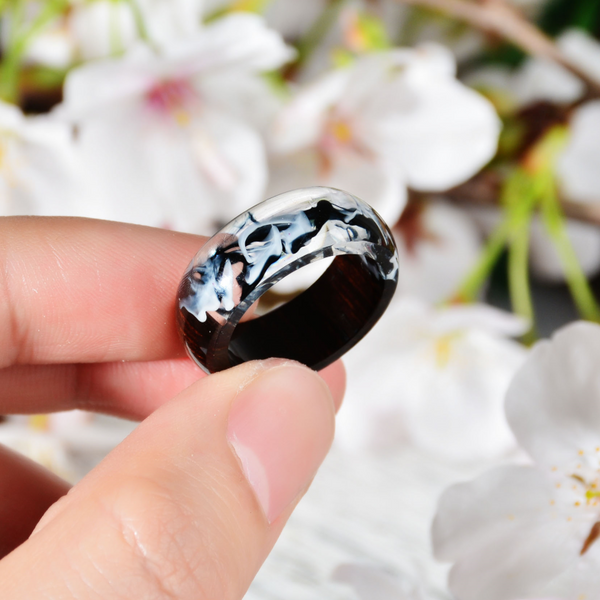 Veile Studios Two Tone Colourful Unisex Wood Resin Ring Jewellery Rings