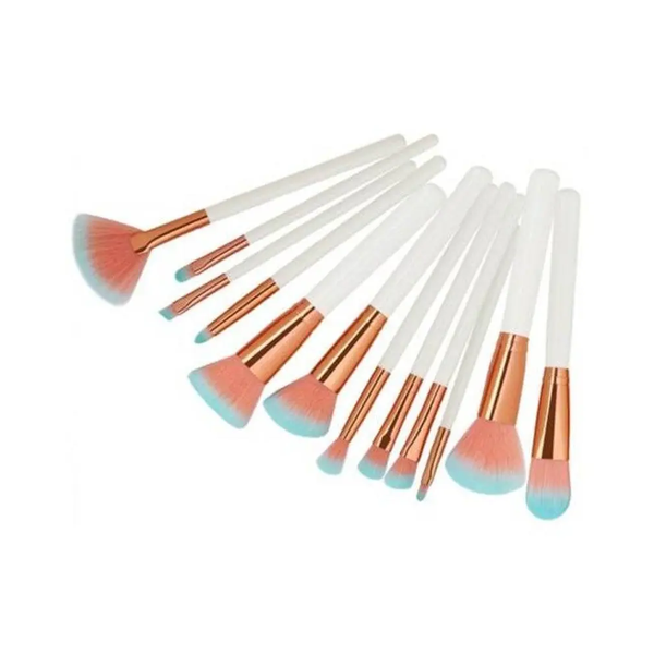 Two Tones Bristles Makeup Set 12Pcs White Brushes