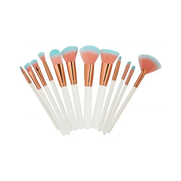 Two Tones Bristles Makeup Set 12Pcs White Brushes