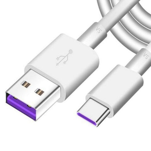 Type C 5A Super Fast Charge 480Mbps Data Transmission Line Charging Cable For Huawei / Samsung Xiaomi 2M White