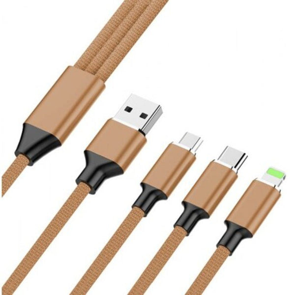 Type C / 8 Pin Micro Usb Fast Charging Cable Red