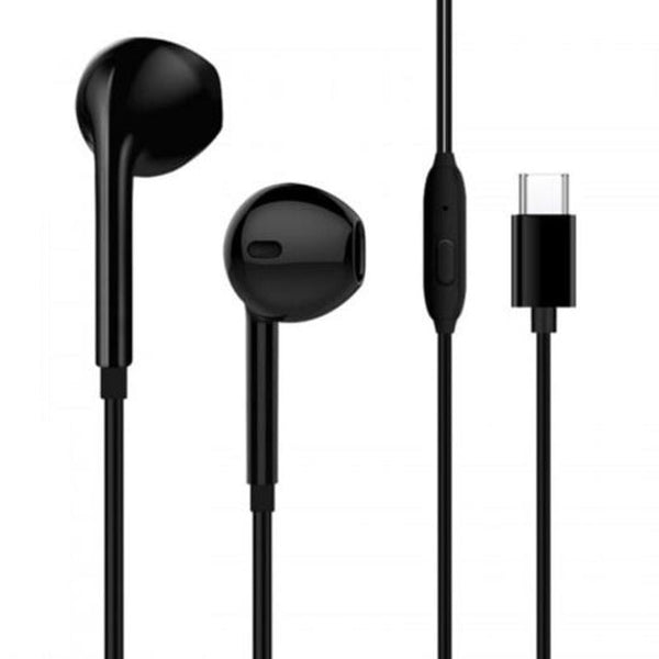 Type C Bass Earphone In Earbuds Black Wired Earphones