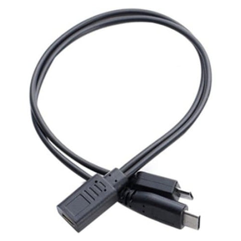 Type C Female To Micro Usb Male Charging Data Cable 30Cm Black
