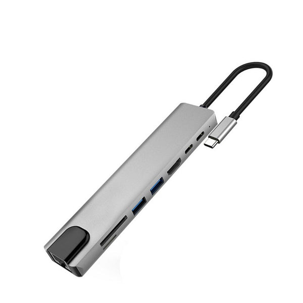 Type C To Multi Usb 3.0 4Khdmi Ethernet Rj45 Lan Adapter With Tfsd Slot 8 In 1 Port Usb Cables Hubs & Adapters