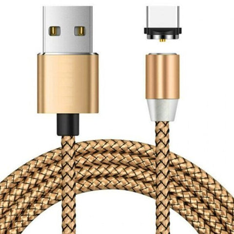 Type C Magnetic Metallic Braid Charging Cable 2M Gold