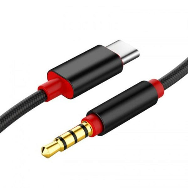 Type C To 3.5Mm Car Aux Black Cables & Adapters