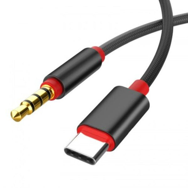 Type C To 3.5Mm Car Aux Black Cables & Adapters